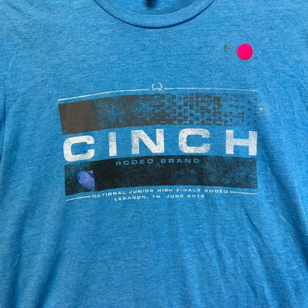 District Cinch Rodeo Brand T-Shirt Mens Small Blue 2016 National Finals Graphic